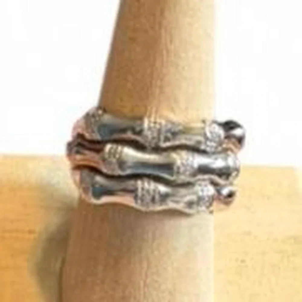 Silver Tone Rhinestone 3 Tier Bamboo Knot Ring, Women's Size 8
